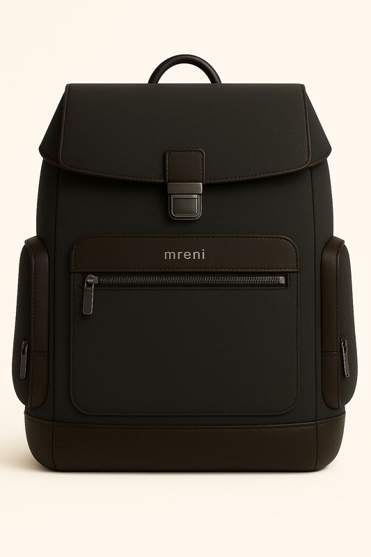 Positano Office Backpack - Charcoal with Brown trim